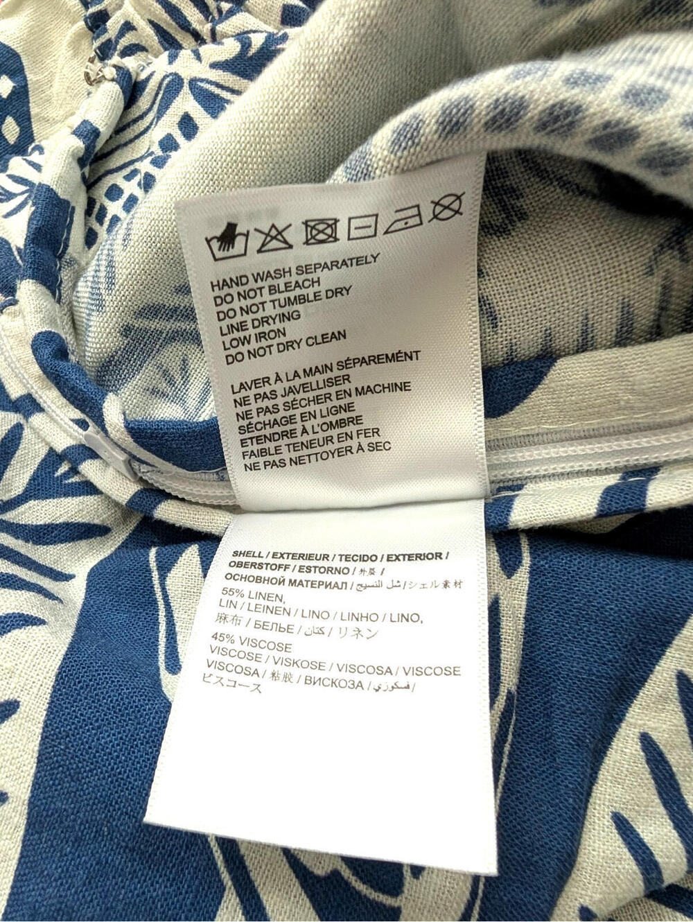 Farm Rio x Anthropologie Tropez Jogger Pants SP Blue Tropical NWT Linen - Picture 7 of 7